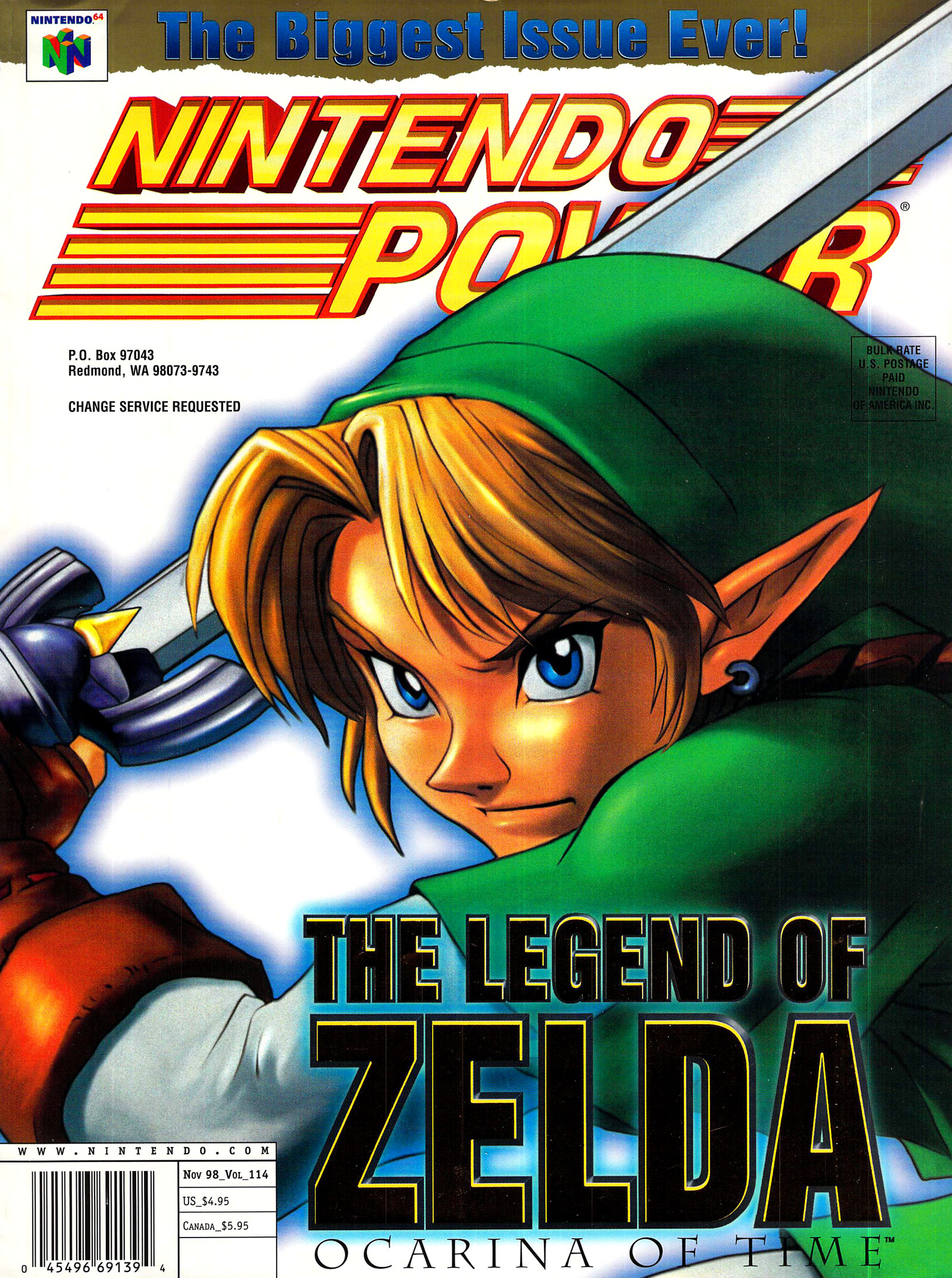 Issue 114 of Nintendo Power featuring Ocarina of Time