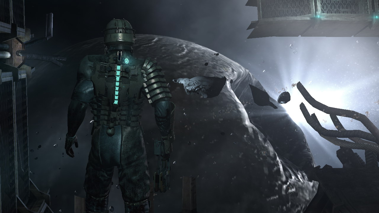 Isaac from Dead Space staring out into space
