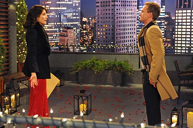 Robin and Barney on the rooftop in How I Met Your Mother
