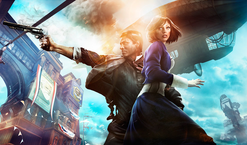 Booker and Elizabeth Art from the cover of BioShock Infininte