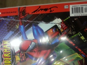 Ultimate Spider-Man #1 freshly signed by Mark Bagley for Eric. . . It's from a cell phone.