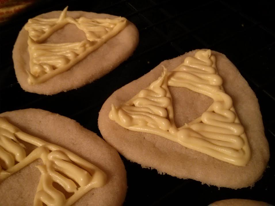 Semi-Homemade Zelda Triforce Cookies - Frosted Close Up